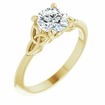 Irish Engagement Ring | Flannait 14k Yellow Gold 1ct Diamond Solitaire Celtic Trinity Knot Ring  Product Image