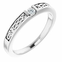 Irish Ring | Ardghal 14k White Gold Diamond Mens Narrow Celtic Knot Ring  Product Image