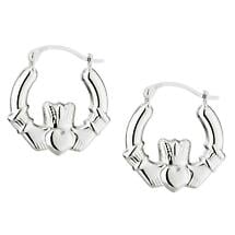 Alternate image for Sterling Silver Claddagh Hoop Earrings