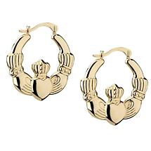 14k Yellow Gold Claddagh Hoop Earrings Product Image