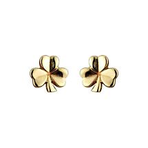 14k Yellow Gold Shamrock Earrings Product Image