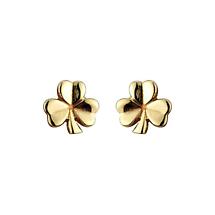 Alternate image for 14k Yellow Gold Shamrock Earrings