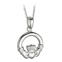 Alternate image for Irish Necklace - Sterling Silver Classic Claddagh Pendant with Chain