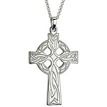 Alternate image for Celtic Pendant - Men's Sterling Silver Engraved Celtic Cross Pendant with Chain