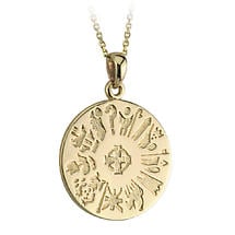 Irish Necklace - 14k Gold History of Ireland Disc Pendant Product Image