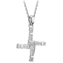 Irish Necklace - Sterling Silver Double Sided St Brigid's Cross Pendant with Chain Product Image