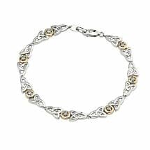 Irish Bracelet Diamond Sterling Silver and 10k Yellow Gold Celtic Trinity Knot Bracelet at IrishShop IJSV05739