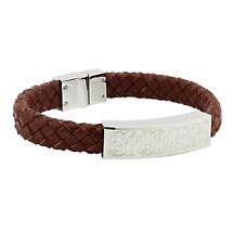 Irish Bracelet - Men's Stainless Steel Brown Leather Bracelet Product Image