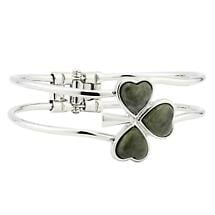 Irish Bracelet - Rhodium Plated Marble Shamrock Bangle Product Image