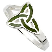 Irish Ring | Connemara Marble Sterling Silver Trinity Knot Ring Product Image