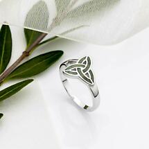 Alternate image for Irish Ring | Connemara Marble Sterling Silver Trinity Knot Ring