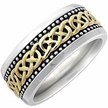 Irish Rings | 10k Gold & Sterling Silver Oxidized Large Celtic Knot Ring Product Image