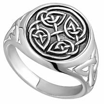 Irish Ring | Sterling Silver Oxidized Mens Celtic Knot Signet Ring Product Image