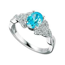 Irish Ring | Sterling Silver Celtic Trinity Knot Birthstone Ring Product Image