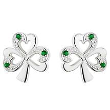 Sterling Silver Shamrock Green Stone Earrings Product Image