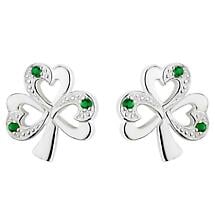 Sterling Silver Shamrock Green Stone Earrings Product Image