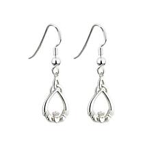Celtic Earrings - Sterling Silver Claddagh Trinity Knot Earrings Product Image