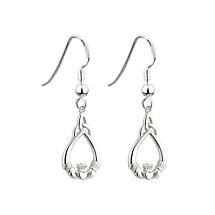 Alternate image for Celtic Earrings - Sterling Silver Claddagh Trinity Knot Earrings