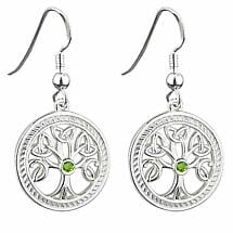 Irish Earrings | Sterling Silver Crystal Celtic Tree of Life Earrings Product Image
