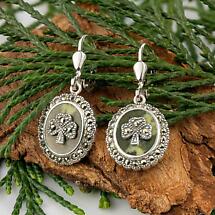 Alternate image for Sterling Silver Marcasite Shamrock Marble Earrings