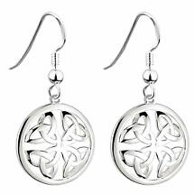 Irish Earrings | Sterling Silver Trinity Knot Circle Drop Celtic Earrings Product Image