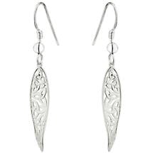 Celtic Earrings - Sterling Silver Long Irish Trinity Knot Drop Earrings Product Image