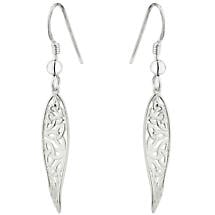 Celtic Earrings - Sterling Silver Long Irish Trinity Knot Drop Earrings Product Image