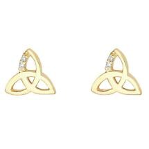 Alternate image for Irish Earrings | 10k Gold Crystal Trinity Knot Stud Earrings