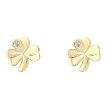 Alternate image for Irish Earrings | 10k Gold Crystal Shamrock Stud Earrings