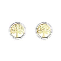 Irish Earrings | 10k Gold Small Circle Celtic Tree of Life Stud Earrings Product Image
