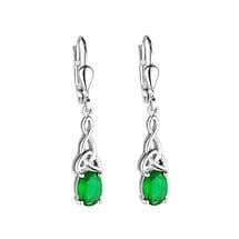 Alternate image for Irish Earrings | Sterling Silver Green Crystal Celtic Trinity Knot Drop Earrings