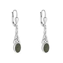 Irish Earrings | Connemara Marble Drop Celtic Trinity Knot Earrings Product Image