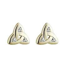 Irish Earrings | 9k Gold Cubic Zirconia Stud Trinity Knot Earrings Product Image
