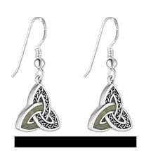 Alternate image for Irish Earrings | Sterling Silver Connemara Marble Accent Trinity Knot Earrings