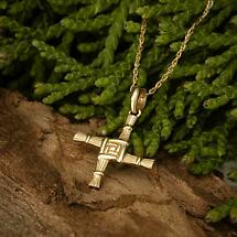 Alternate image for Irish Necklace | 14k Gold Double Sided St. Bridgets Cross Pendant