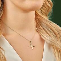 Alternate image for Irish Necklace | 14k Gold Double Sided St. Bridgets Cross Pendant