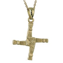 Alternate image for Irish Necklace | 14k Gold Double Sided St. Bridgets Cross Pendant