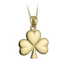 Alternate image for Irish Necklace - 14k Gold Shiny Shamrock Pendant with Chain