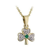 Irish Necklace | Gold Plated Crystal Shamrock Pendant Product Image