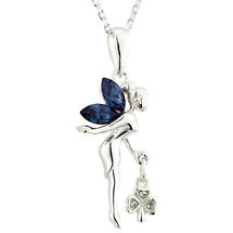 Irish Necklace | Sterling Silver Crystal Fairy Shamrock Pendant Product Image