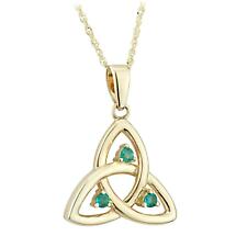Celtic Necklace - 10k Gold Emerald Trinity Pendant Product Image