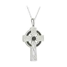 Irish Necklace - Sterling Silver Small Marble Cross Pendant Product Image