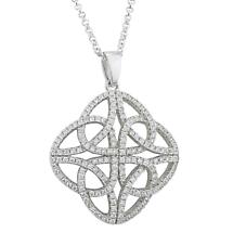 Celtic Pendant - Sterling Silver Crystal Trinity Knot Irish Necklace Product Image