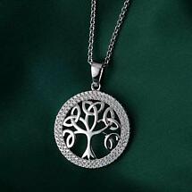 Alternate image for Celtic Pendant - Tree of Life Sterling Silver Crystal Irish Necklace