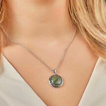 Alternate image for Irish Necklace | Connemara Marble Sterling Silver Celtic Knot Pendant