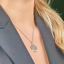 Alternate image for Celtic Necklace - Tree of Life Sterling Silver Crystal Irish Trinity Knot Pendant