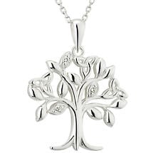 Celtic Necklace - Tree of Life Sterling Silver Crystal Irish Trinity Knot Pendant Product Image