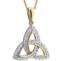 Irish Necklace | 14k Gold Diamond Encrusted Trinity Knot Pendant Product Image
