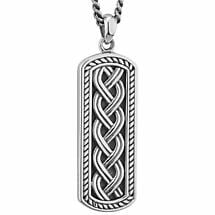 Mens Irish Jewelry | Sterling Silver Oxidized Ingot Celtic Knot Pendant Product Image