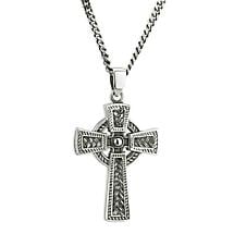 SALE | Irish Necklace | Mens Sterling Silver Oxidized Celtic Cross Pendant Product Image